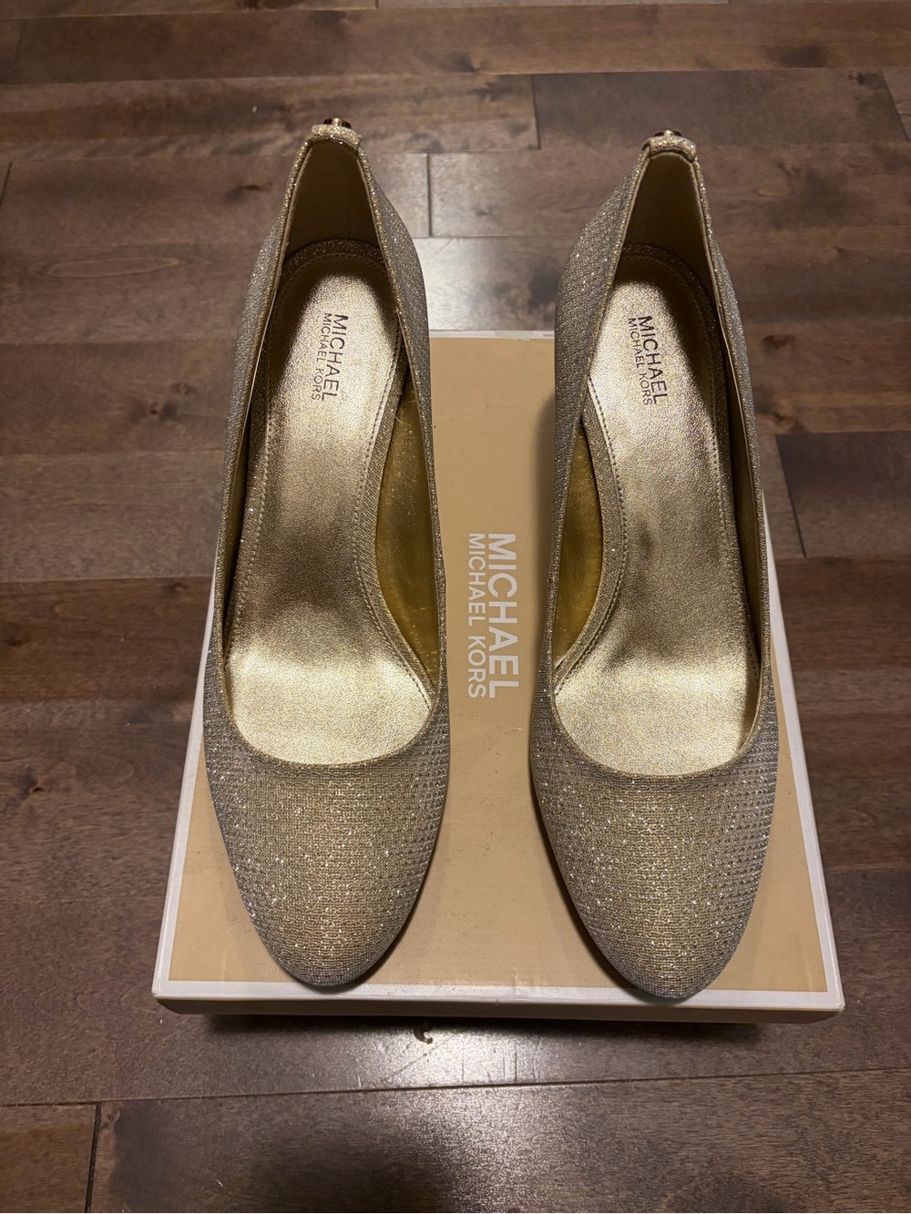 MICHAEL Michael Kors Champagne Glitter Pointed Toe Heels